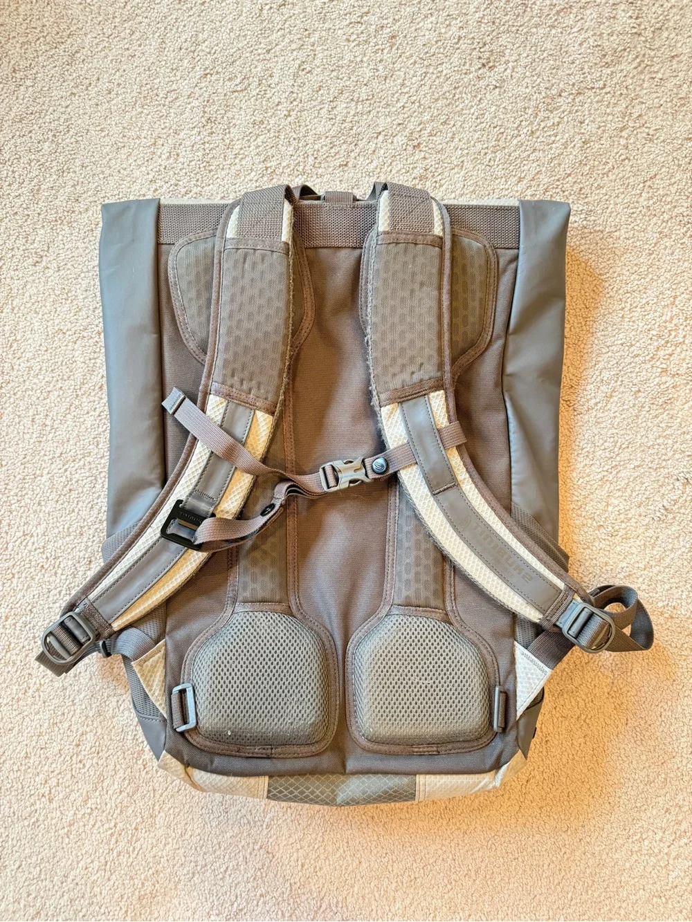 Timbuk2 Two-Tone Beige and Gray Roll-Top Backpack